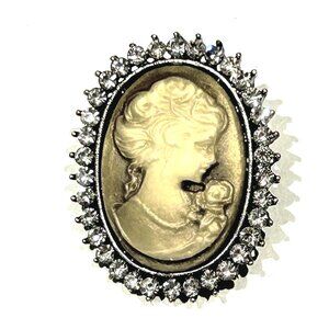 PETITE DEMURE CAMEO BROOCH PENDANT COMBINATION CLEAR CRYSTAL